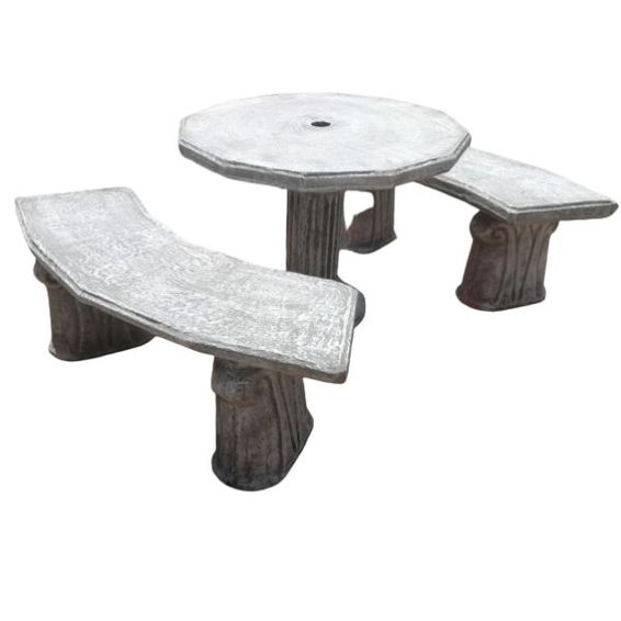 Round Concrete Table & Benches