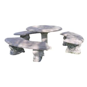 Concrete Floral Table & 3 Floral Benches