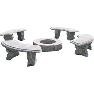 Concrete Dublin Firepit Set & 4 Benches