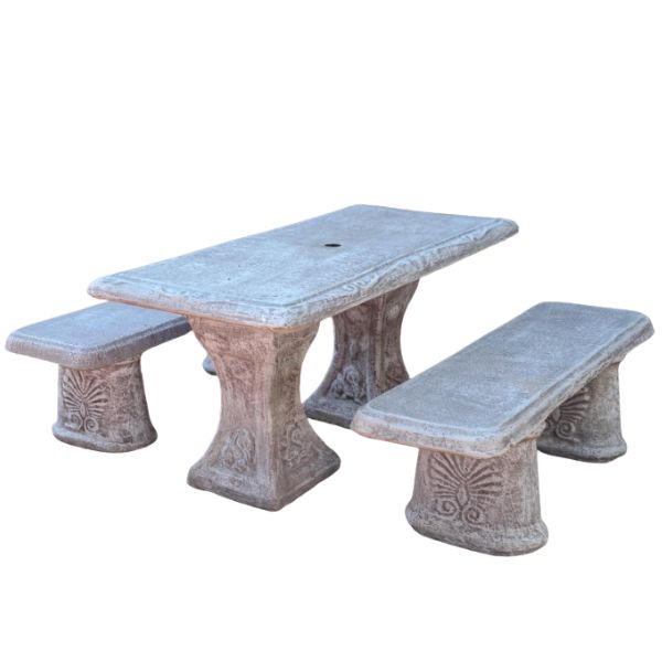 Large Chinese Table & Bench Set
