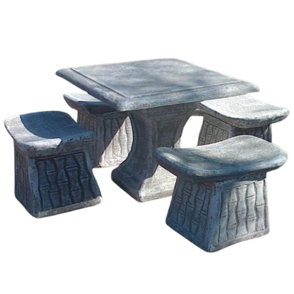 Small Concrete Zen Table & 4 Stools